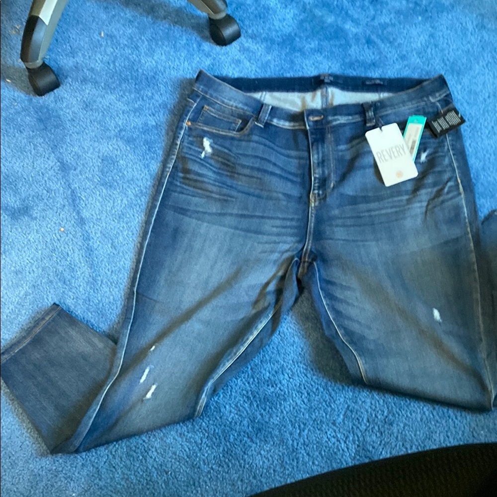 Revery Blue Skinny Jeans with Distressed Details